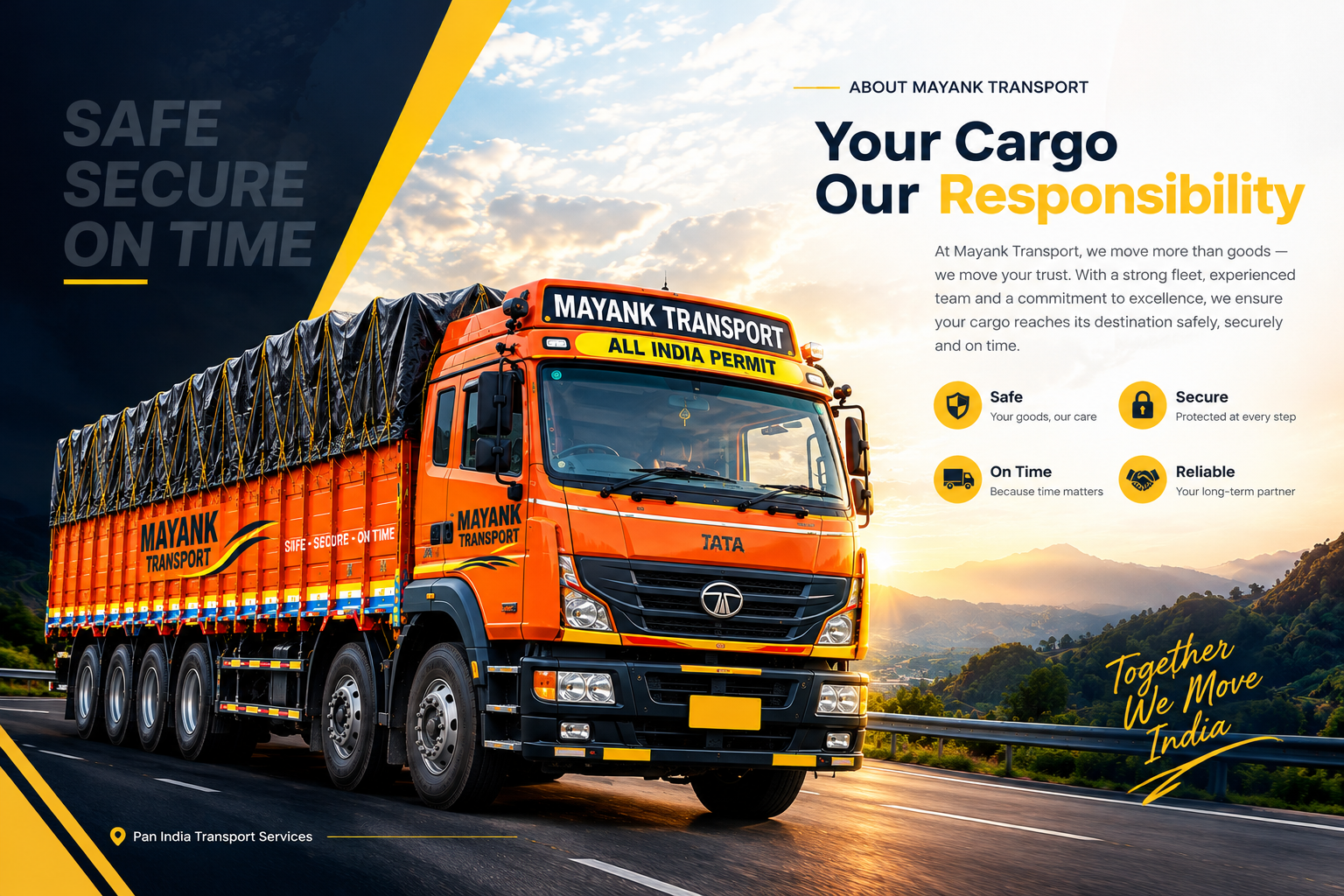 Mayank Transport cargo truck on a mountain highway